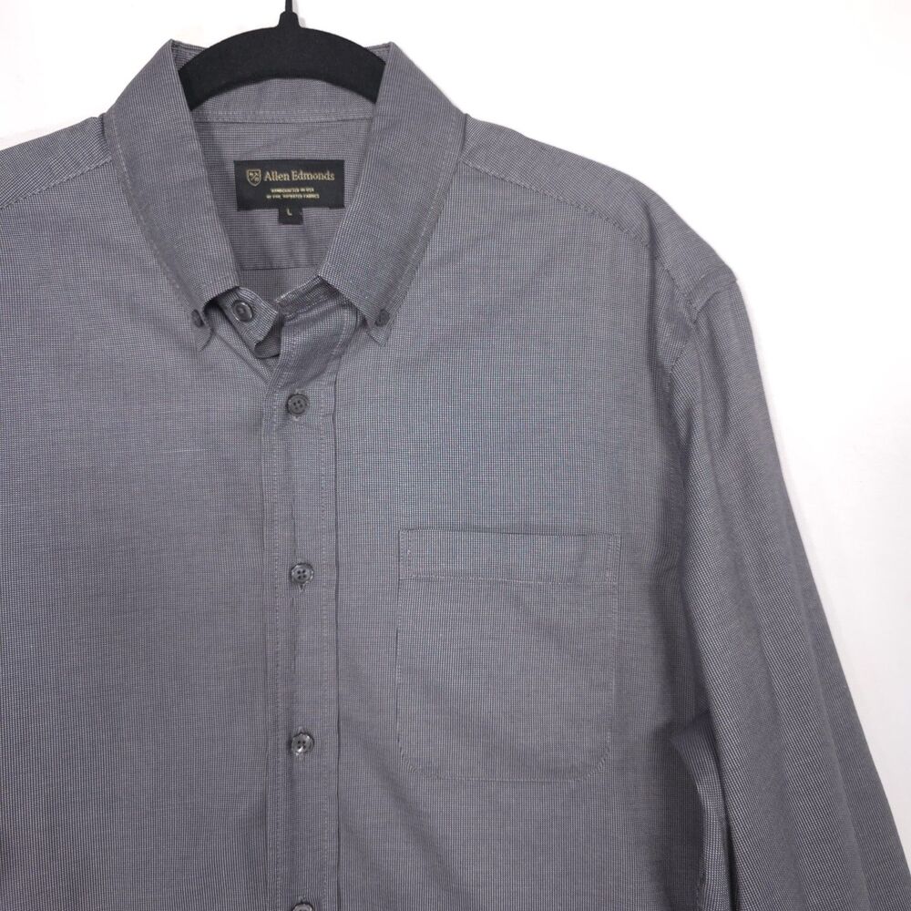 ALLEN EDMONDS HANDCRAFTED IN USA Gray Shirt IMPORTED FABRICS 100% Cotton Men’s L